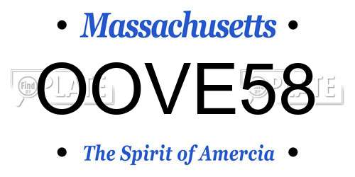 OOVE58 Massachusetts License Plate