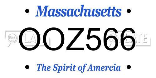 OOZ566 Massachusetts License Plate