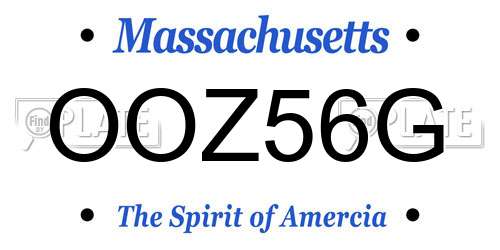OOZ56G Massachusetts License Plate