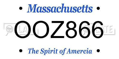 OOZ866 Massachusetts License Plate