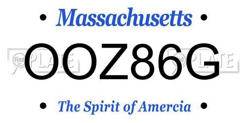 OOZ86G Massachusetts License Plate