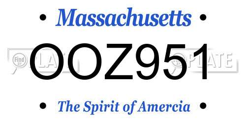OOZ951 Massachusetts License Plate