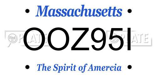 OOZ95I Massachusetts License Plate