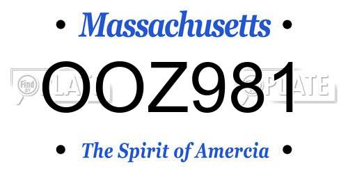 OOZ981 Massachusetts License Plate