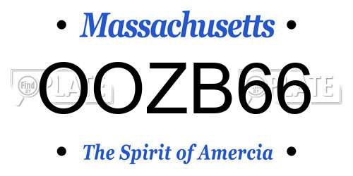 OOZB66 Massachusetts License Plate