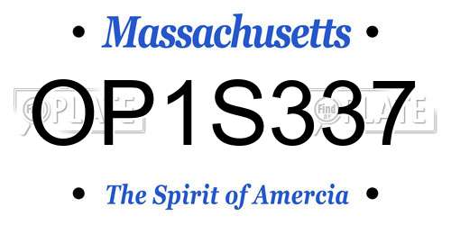 OP1S337 Massachusetts License Plate