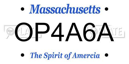 OP4A6A Massachusetts License Plate