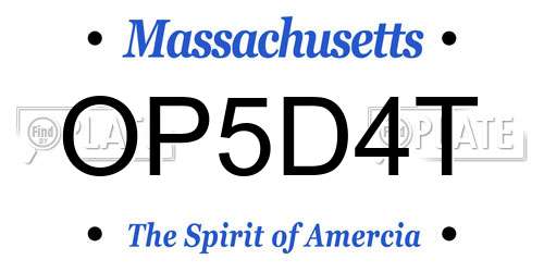 OP5D4T Massachusetts License Plate