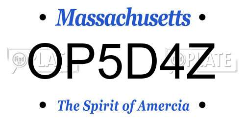 OP5D4Z Massachusetts License Plate