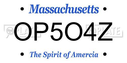 OP5O4Z Massachusetts License Plate