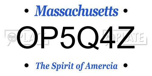 OP5Q4Z Massachusetts License Plate