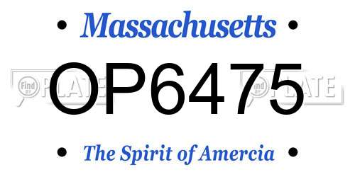 OP6475 Massachusetts License Plate