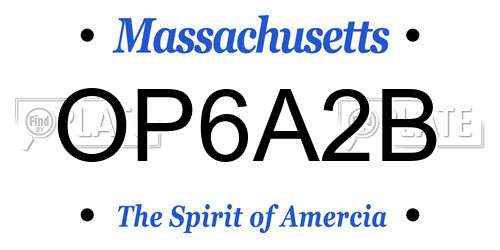 OP6A2B Massachusetts License Plate