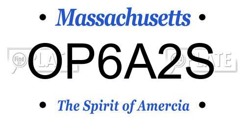 OP6A2S Massachusetts License Plate