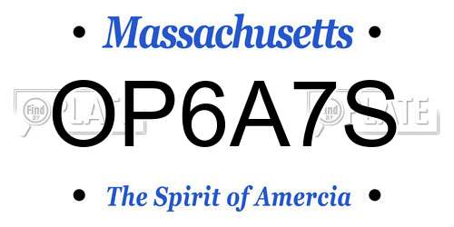 OP6A7S Massachusetts License Plate