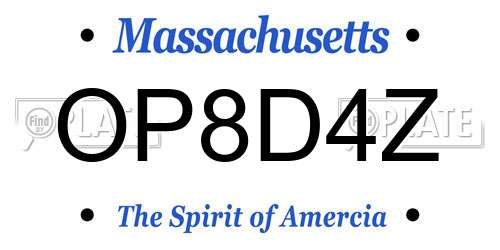 OP8D4Z Massachusetts License Plate