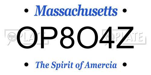 OP8O4Z Massachusetts License Plate