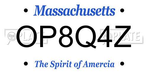 OP8Q4Z Massachusetts License Plate