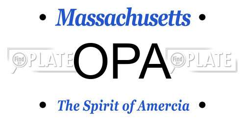 OPA Massachusetts License Plate