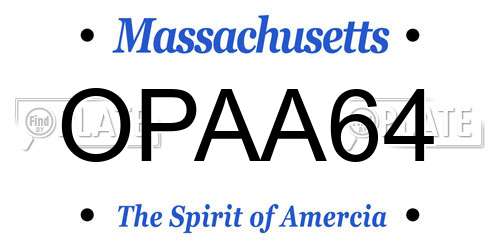 OPAA64 Massachusetts License Plate