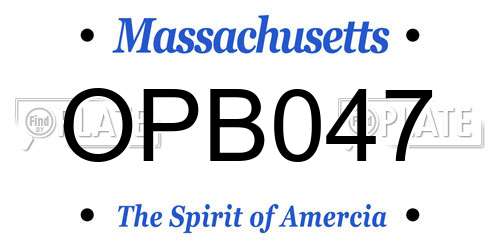 OPB047 Massachusetts License Plate