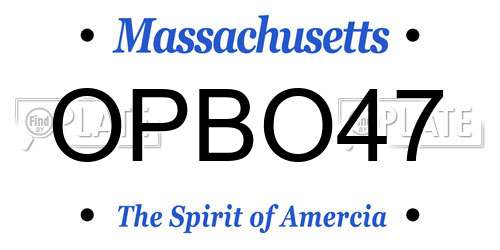 OPBO47 Massachusetts License Plate