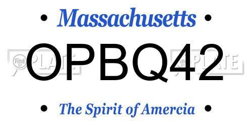 OPBQ42 Massachusetts License Plate