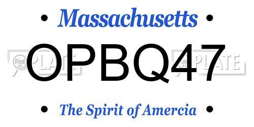 OPBQ47 Massachusetts License Plate