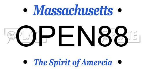 OPEN88 Massachusetts License Plate
