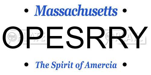 OPESRRY Massachusetts License Plate