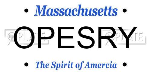 OPESRY Massachusetts License Plate