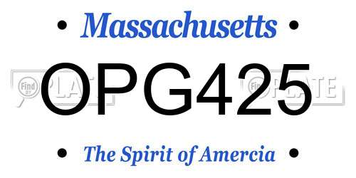 OPG425 Massachusetts License Plate