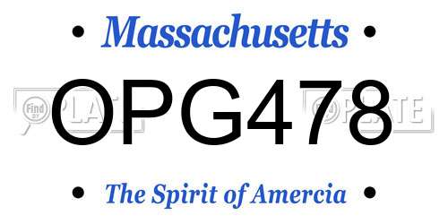 OPG478 Massachusetts License Plate