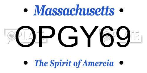 OPGY69 Massachusetts License Plate