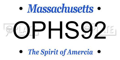 OPHS92 Massachusetts License Plate