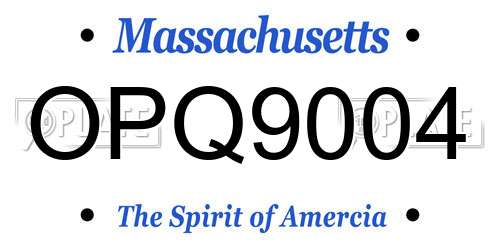 OPQ9004 Massachusetts License Plate