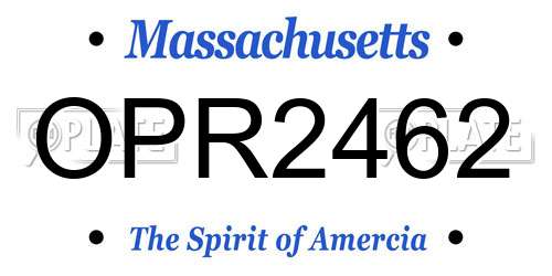 OPR2462 Massachusetts License Plate