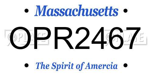 OPR2467 Massachusetts License Plate