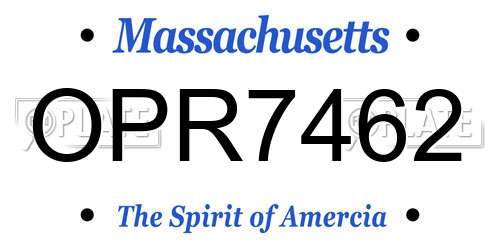 OPR7462 Massachusetts License Plate