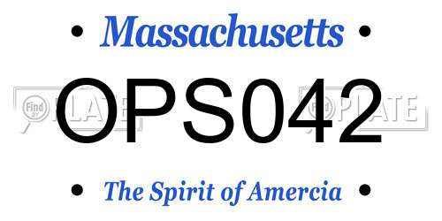 OPS042 Massachusetts License Plate