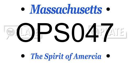 OPS047 Massachusetts License Plate