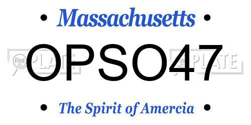 OPSO47 Massachusetts License Plate