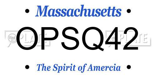 OPSQ42 Massachusetts License Plate