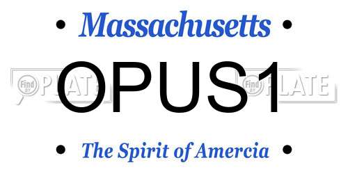 OPUS1 Massachusetts License Plate