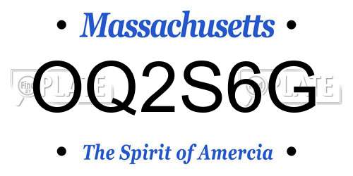 OQ2S6G Massachusetts License Plate