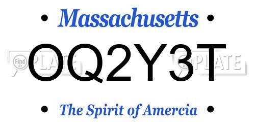 OQ2Y3T Massachusetts License Plate