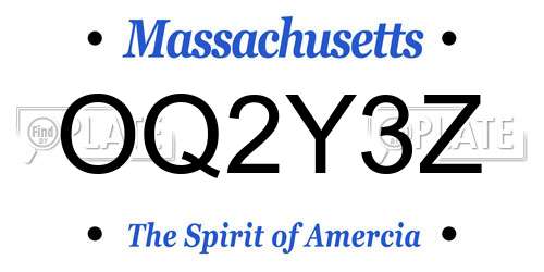OQ2Y3Z Massachusetts License Plate