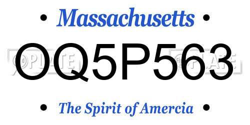 OQ5P563 Massachusetts License Plate