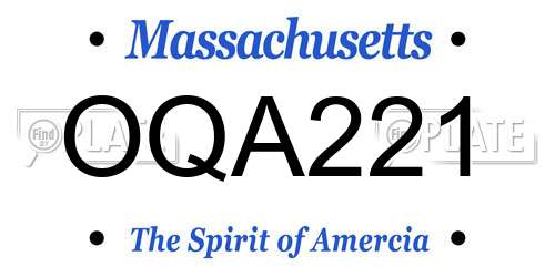OQA221 Massachusetts License Plate