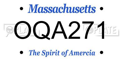 OQA271 Massachusetts License Plate